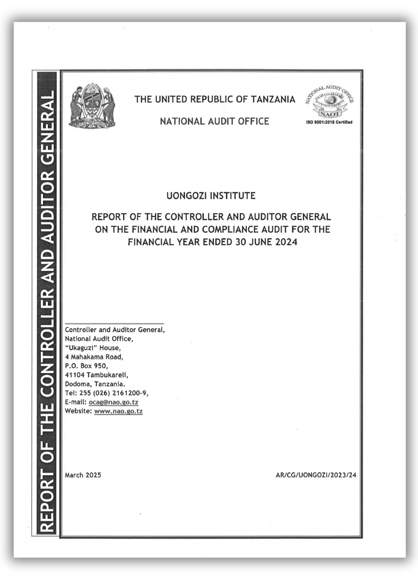 CAG report cover